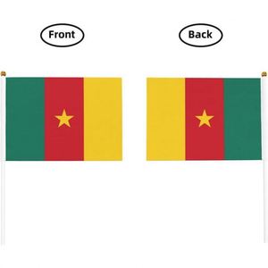 Manufacturer Direct Polyester Cameroon Cameroonian Small Hand Fly Waving Stick <b>Flag</b> 5.5x8.2in for Campaign Decorations - Product Image 3
