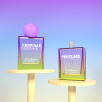 Vaporisateur de parfum plat coloré personnalisé OEM 30ml 50ml bouteille en verre 100ml flacon de parfum carré rectangulaire avec bouchon à boule
