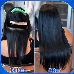 Extensioni per <span class=keywords><strong>capelli</strong></span> con nastro adesivo, <span class=keywords><strong>capelli</strong></span> umani vergini vietnamiti lisci, trama invisibile per donna, aggiungono volume e lunghezza, nero intenso, 50g, 20 pezzi - Product Image 4