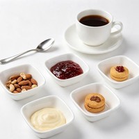 Bol à sauce carré en céramique blanche 7 cm, écologique, pour fêtes, maison et restaurant