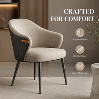 Chaise de salle à manger moderne en cuir rembourré avec dossier incurvé pour restaurant, hôtel, café, bar, salon, bureau, vente en gros commerciale
