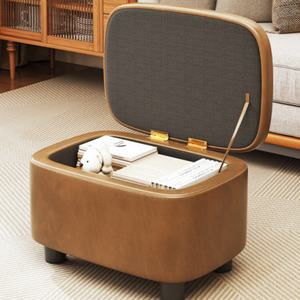 LE Footrest <b>Stool</b> Multifunctional Foot <b>Stool</b> Ottomans <b>Storage</b> Ottoman <b>With</b> Tray Upholstered Sofa Seat Step <b>Stool</b> for Living Room - Product Image 3