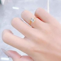 Anelli di fidanzamento da donna con diamante da laboratorio HPHT in oro giallo 18K, taglio Princess, gambo dritto, semplici e versatili, Vows Simple Versatile.