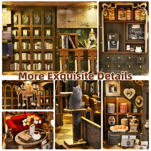 Cuốn sách Nook Bộ dụng cụ cho người lớn và thanh thiếu niên, tự làm thu nhỏ Dollhouse Kit, quà tặng cho gia đình, bạn bè (bốn mùa cà phê) - Product Image 3