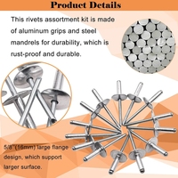 Rivet aveugle à grande bride en aluminium 3.2x7x10 pour la fixation de tôles fines