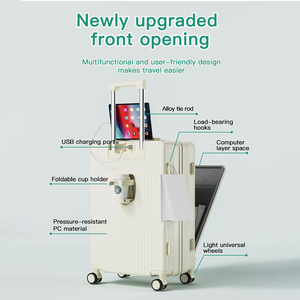 <strong>Multifunctional</strong> Front Open Usb Private Label Luggage Sets With Charger Replacement Wheel Lightweight <strong>Suitcase</strong> - Product Image 6