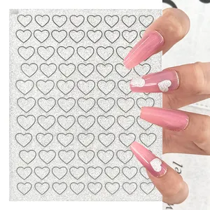Professional Design Nail Art 3D Stickers Glitter Valentine Heart Nail Decorations Stickers For Nails