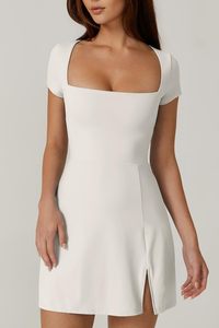 Vestido de mujer Vestido de tenis de cuello cuadrado para mujer Manga corta Pantalones cortos integrados Vestido atlético de golf con bolsillos - Product Image 5