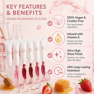 Brillo Labial Líquido con Color, Vegano, Hidratante, Humectante, de Larga Duración y Alto Brillo, con Vitamina E, 6 ml, Marca Privada MLM - Product Image 2