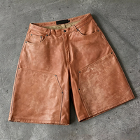 Shorts cargo baggy vintage en faux daim lavé pour homme, avec double genouillères, idéal pour l'été