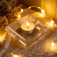 Support à bougie minimaliste en cristal taillé brillant, à profil bas, à facettes cristallines, pour une ambiance spa relaxante