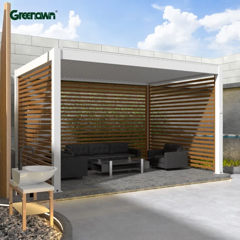 Nhôm gazebo bóng râm hiên louver pergola alluminio bioclimatica Patio với màn trập