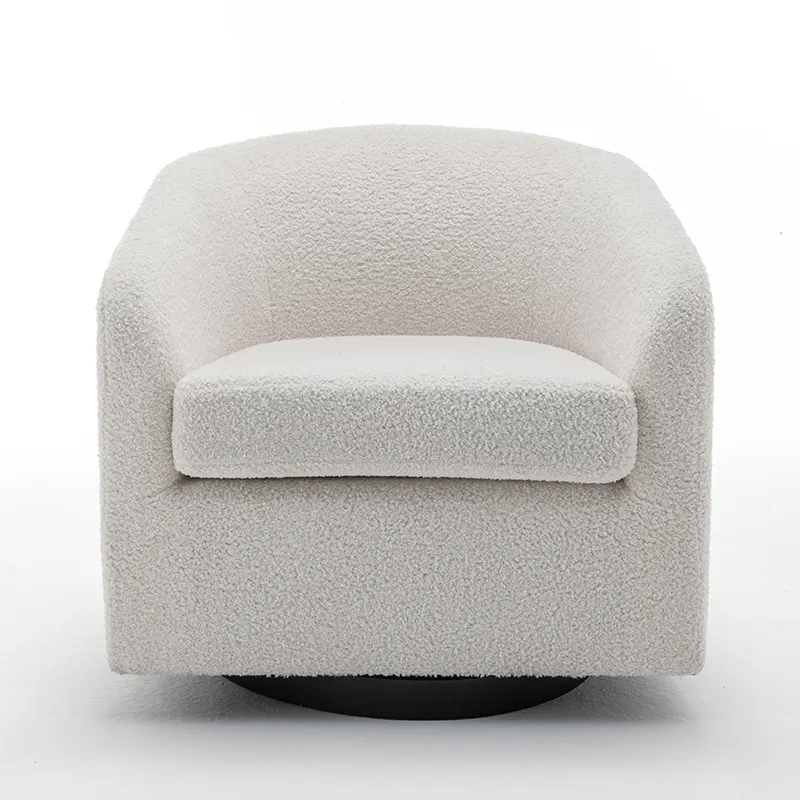 Nordic living room milk white plush armchair swivel leisure chair