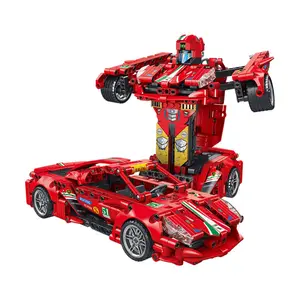 Fc9114 Bausteine Pull Back Transformation Auto Roboter Sets Krieg Mecha Bricks Transform able Block Spielzeug für Kinder