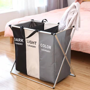 3 Grids Foldable Laundry <b>Basket</b> <b>Large</b> Capacity Toys Clothes Organizer Aluminum Bracket Waterproof Bathroom Laundry <b>Basket</b> Hamper - Product Image 1