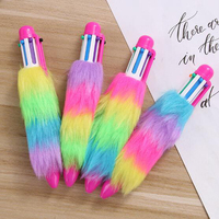 Stylo cadeau JR XmasPen-024, stylo à bille en plastique créatif et mignon, 0,7 mm, en peluche, encre polychromatique 6 couleurs, encre noire, multifonctionnel