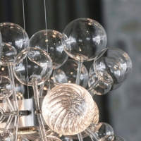 JYLIGHTING, usine professionnelle inspirée de la structure moléculaire, lustre suspendu décoratif en verre transparent