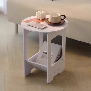 Table basse ronde de style européen Ousimei, blanche, à 2 niveaux, pour salon, à placer près du canapé - Product Image 2