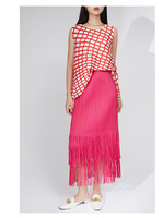 Top sin mangas plisado Miyake de cuello redondo, holgado, informal, antiarrugas, ecológico, 100% poliéster, para mujer, venta al por mayor, PY 2026