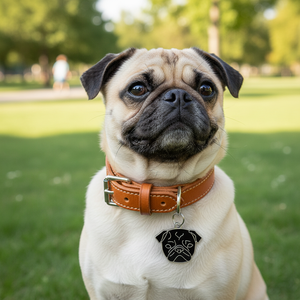 Plaque d'identification pour chien Carlino en émail noir avec motif de bouledogue - Product Image 3