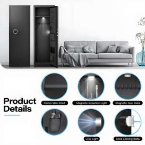 Kabinet penyimpanan pistol keamanan tinggi logam belum dirakit kotak panjang dan besar aman untuk senjata dan senjata dengan kunci Digital elektronik - Product Image 3