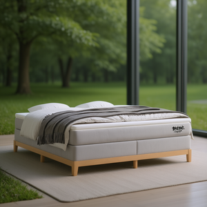 Light <b>Grey</b> Upholstered Bed <b>Frame</b> Fabric Minimalist Design Wood <b>Frame</b> - Product Image 2