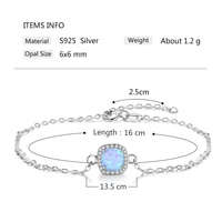 Bracelet en argent sterling 925 plaqué rhodium, style ethnique, chaîne fine, opale océanique, certifié CMA, pour femmes, enfants, mariage, fête