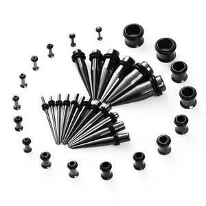 Alat pengukur telinga Punk 36 buah, anting-anting baja tahan karat lancip 316L, alat perenggang - Product Image 3