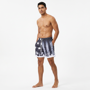 Shorts de sport vintage américains en satin respirant avec cordon de serrage, tailles XS-XL, en polyester double maille, personnalisables, vente en gros - Product Image 1