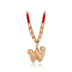 A00296095 xuping jewelry Classic Chinese Style Ethnic Design Red Rope Letter W Rose Gold Color Necklace