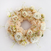 Guirlande de mariage en soie 60 cm, blanche et rouge, fleurs artificielles, décoration de base pour chandelier, guirlande pour église, fête, événement
