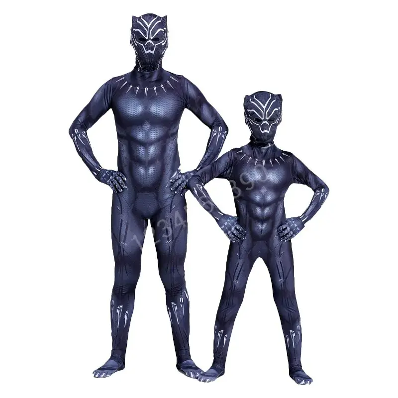 Costume d'Halloween de film pour enfants, garçons et adultes, expédition furtive, approvisionnement d'usine, costume de panthère noire, costume de Zentai