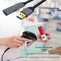 Kabel Ekstensi USB 3.0 Male-to-Female dengan Penguat Sinyal Berbasis Chip, Dilindungi Aluminium Foil, Layar Ganda untuk Printer dan Kamera