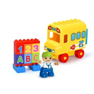 Học tập sớm xe buýt trường học với bảng chữ cái Số giảng dạy khối gạch mầm non giáo dục Khối Nhựa xây dựng - Product Image 1