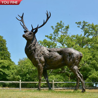 Sculpture de cerf en bois sur mesure, animaux en plein air, taille réelle, en laiton, Bronze, cerf avec Statue en bois