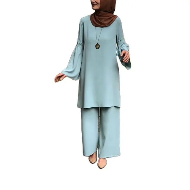 Hot Selling Abaya Vrouwen Moslim Lange Arabische Moslim Broek Set Abaya