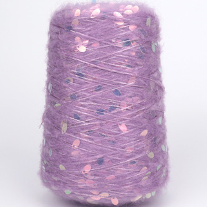 Charmkey 500g Offre Spéciale tissage <span class=keywords><strong>Mohair</strong></span> fil 30% <span class=keywords><strong>Mohair</strong></span> 20% Nylon 50% Polyester fantaisie fil à paillettes pour tricot à la main - Product Image 1