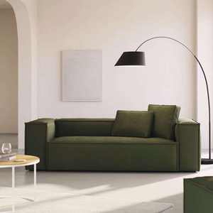 أريكة زاوية مستطيلة فاخرة وعصرية لغرفة المعيشة في الفيلات، قابلة للتمدد بثلاثة مقاعد مع غطاء قابل للإزالة وهيكل خشبي صلب - Product Image 1