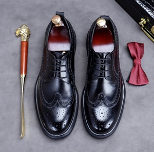 Chaussures Oxford de luxe pour hommes en cuir véritable à lacets, bout carré, pour affaires/formelles, bureau, carrière, mariage, extérieur, printemps/été, motif floral - Product Image 3