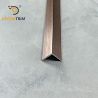 DECORTRIM Protection d'angle en aluminium en forme de L, finition brossée, pour carrelage mural et de sol, décorative
