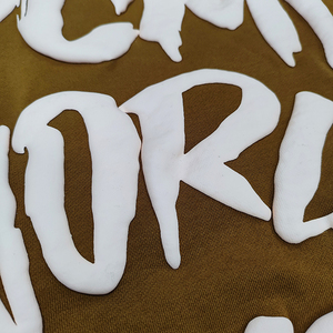 Felpa con orlo grezzo con stampa a sbuffo in cotone pesante Streetwear felpa con cappuccio con taglio personalizzato - Product Image 3