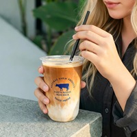 Vaso de Plástico Personalizado con Logotipo para Café, con Tapa y Sello, Transparente, para Bebidas Frías, Limonada, Leche, Té, Granizados, Venta al por Mayor