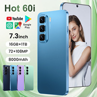 Téléphone mobile Android HOT60 Pro en bleu ombre, processeur Snapdragon 8 Gen4, LTE, écran AMOLED 144 Hz, charge rapide 120 W pour le jeu