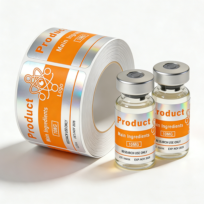 Custom Premium Waterproof Heat-Resistant Peptide Vinyl Labels with Strong Adhesive and Custom Shape for 3ml 5ml 10ml Glass Vials