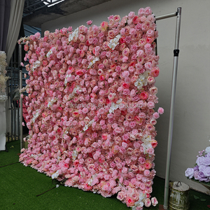 Fondo de Pared de Tela con Diseño 3D Personalizado para Decoración de Fiestas de Cumpleaños, con Rosas Rosadas - Product Image 2