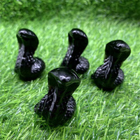 Figuras de Serpientes de Cristal Talladas a Mano al por Mayor, Serpientes Cobra de Obsidiana Negra, Estatuilla Tallada