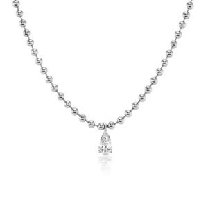 Collar de Cadena con Cuentas de Diamantes Gemnel Aria de 2 mm, Dije con Corte de Pera de Circonita Cúbica, Plata de Ley 925, Joyería para Mujer, Collar Chapado en Oro - Product Image 2