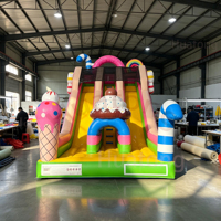 Château gonflable toboggan combiné pour enfants, thème crème glacée et bonbons, directement de l'usine, pour fêtes en extérieur, OEM disponible