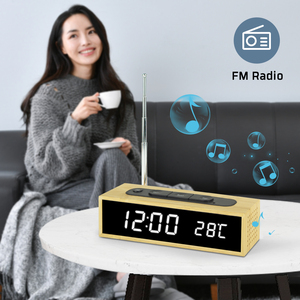 Réveil LED en bambou, Style ajusté, <span class=keywords><strong>Radio</strong></span>, <span class=keywords><strong>avec</strong></span> température - Product Image 6