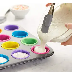 不粘轻松清洁家装餐具室元素蛋糕硅胶杯垫可重复使用的松饼烤杯